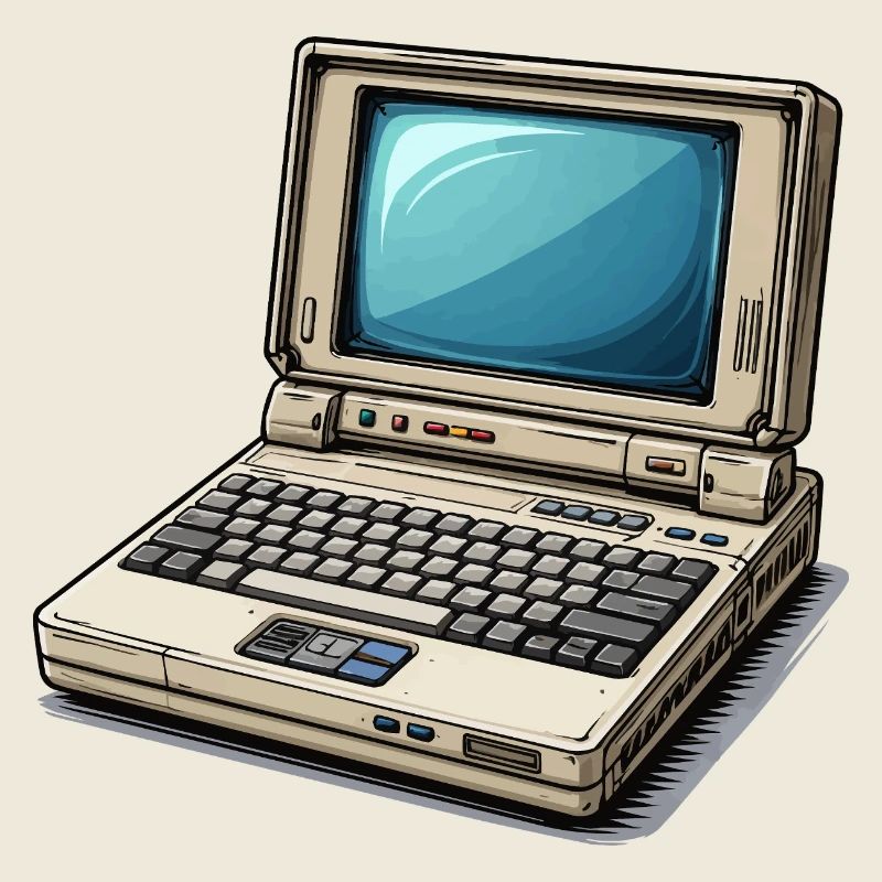  Laptop Retro-Computer Vintage Stil Illustration