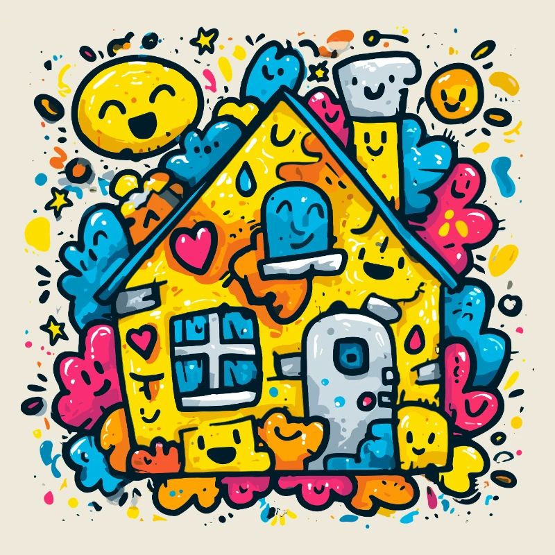 Lachendes Haus Farbklecks