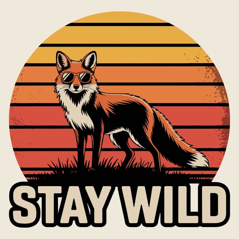 Stay Wild Fox – Coucher de soleil rétro vintage
