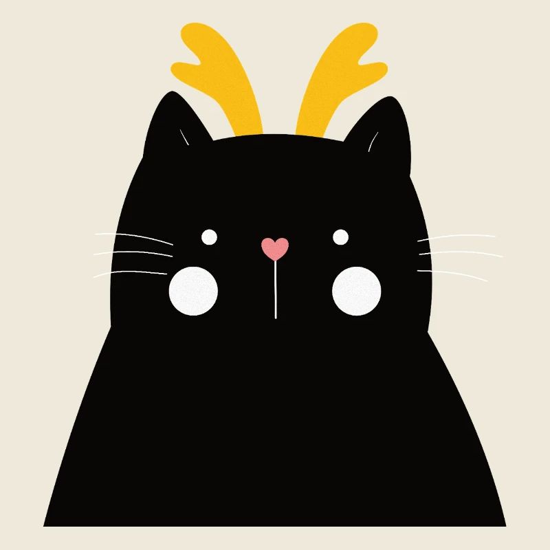 Black cat with golden antlers