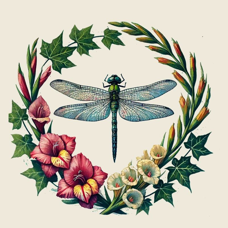 Libellen-Blumenkranzrahmen