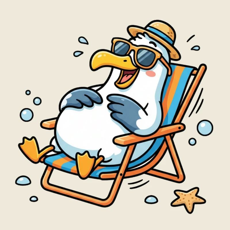 Relaxed seagull on the beach