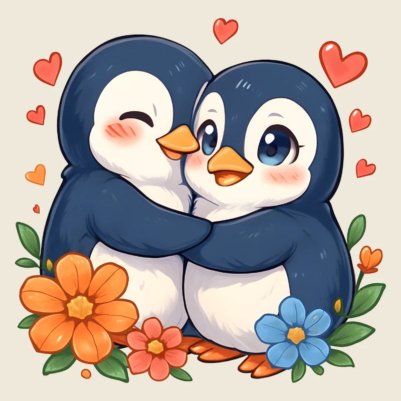 Cuddly Penguins Love Duo