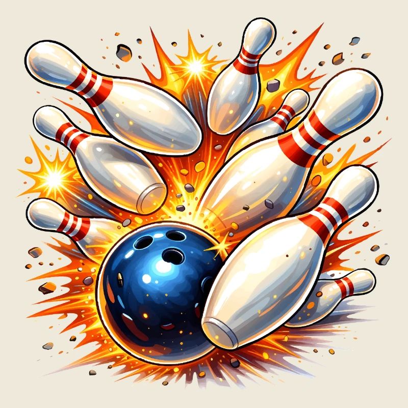 Bowling ball clears skittles - direct hit