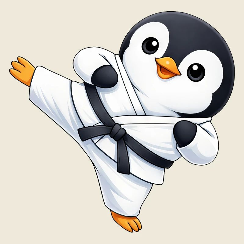 Dessin animé de Karate Penguin Fighter Mignon