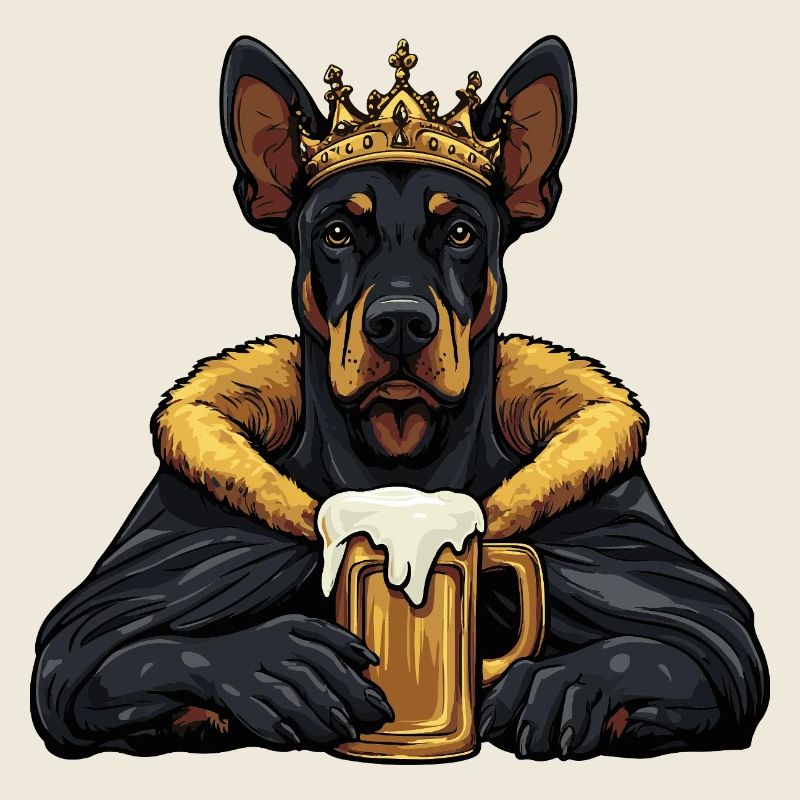 Dobermann Hund Bier König