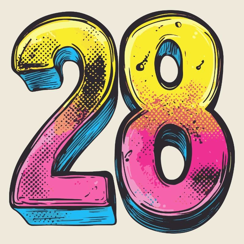 28 Zahl Bunt