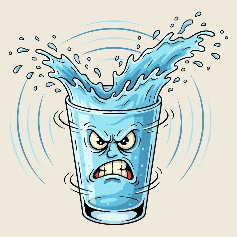 Wütendes Wasserglas Splash
