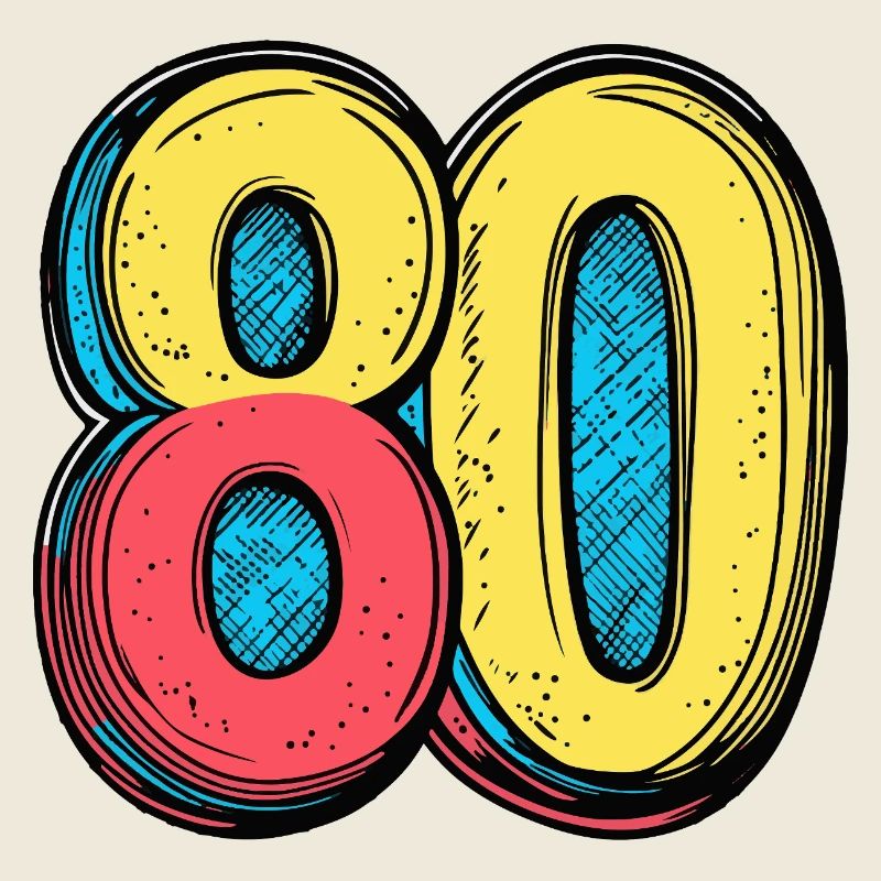 80 Zahl Bunt