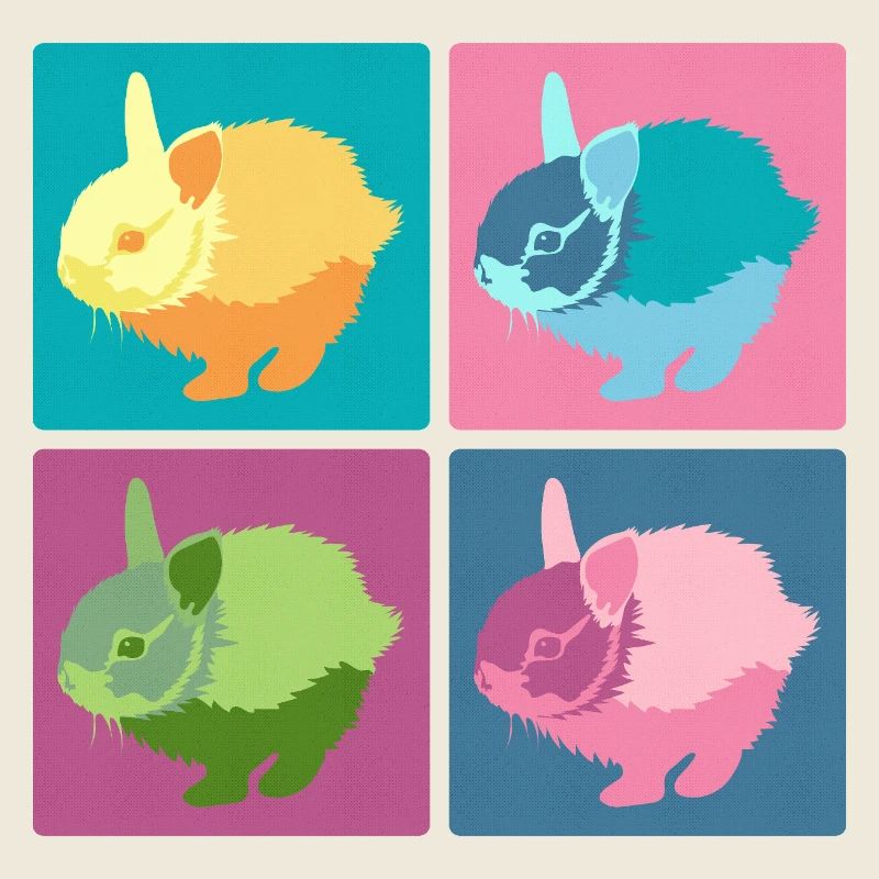 Rabbit Pop Art Color Block Set