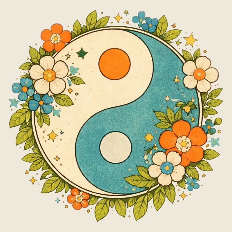 Cercle floral Yin Yang