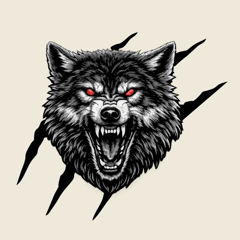 Blutrote Wolfsgesicht