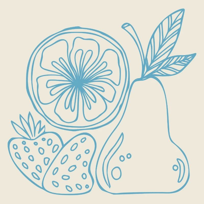 Fruit Lines Blue Sketch