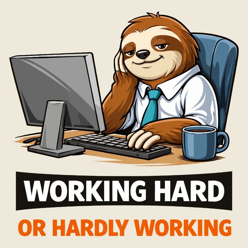 Sloth at Desk: Work Hard Meme