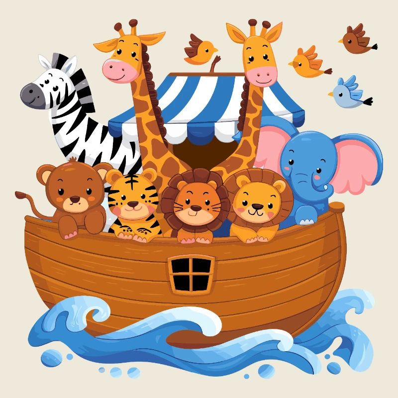 L’Arche de Noé : Animaux pour enfants Giraffe Éléphant mignon