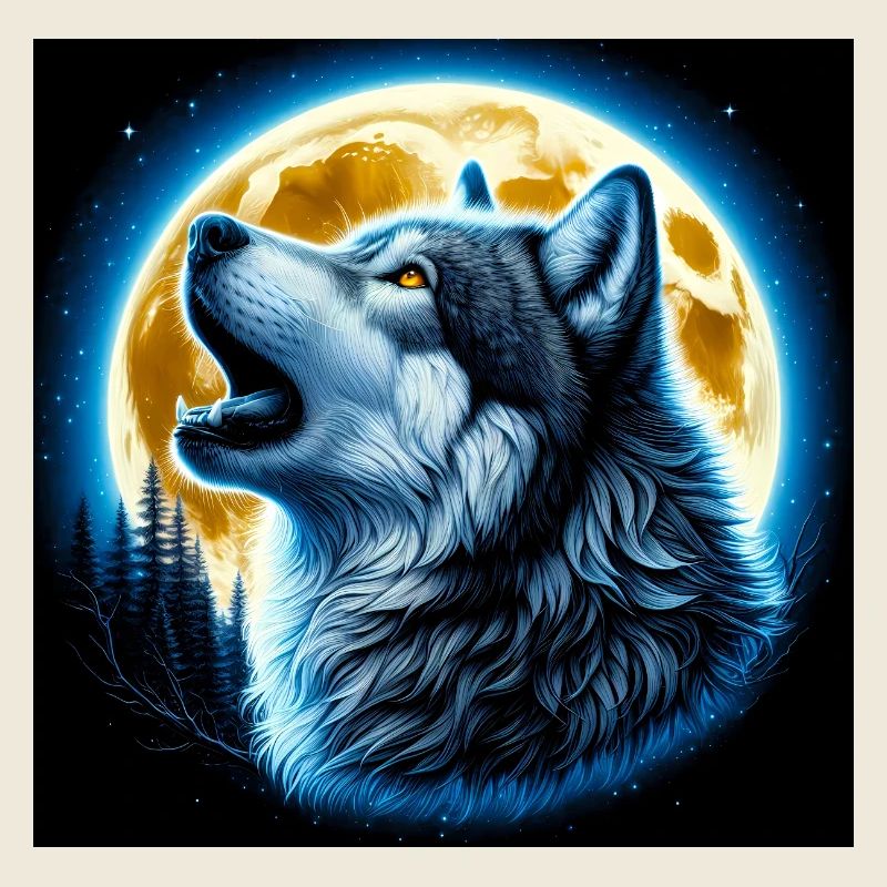 Wolf heult zum Vollmond