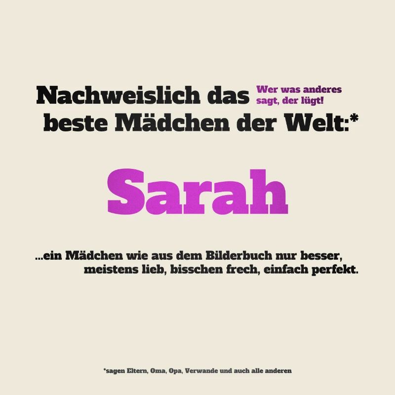 Ich bin Sarah - Sarah als Vorname - Mädchen