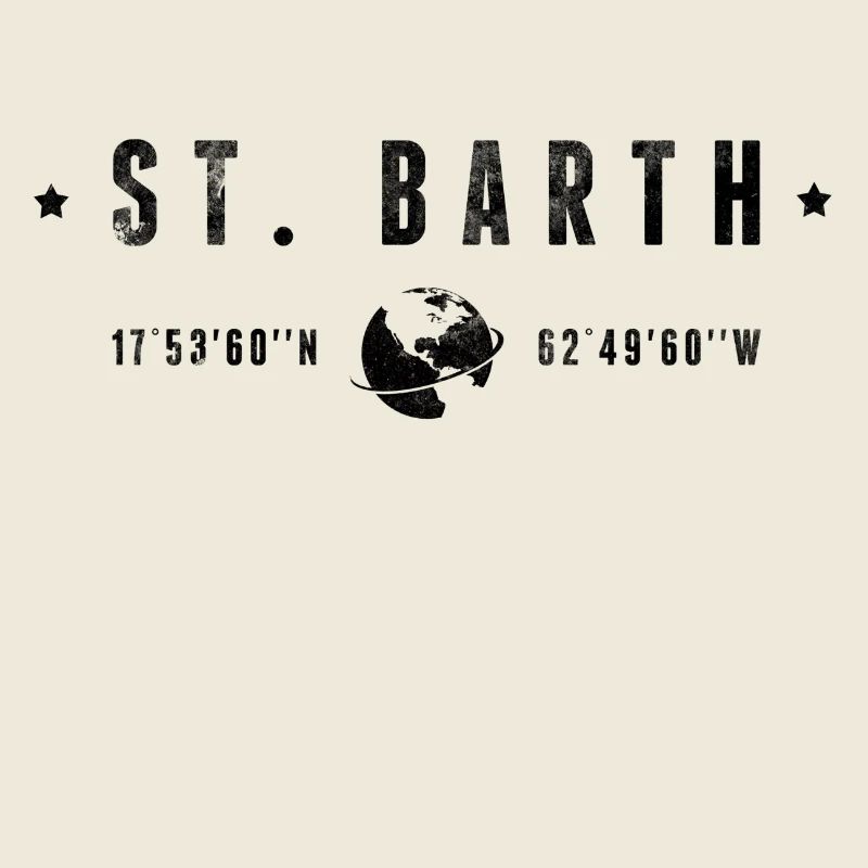 St Barth Coordonnées Géographiques Stylisées