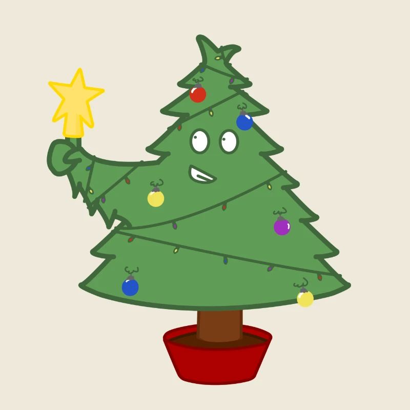 Lächelnder Weihnachtsbaum mit Lichtern