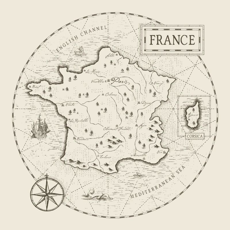 Vintage Karte Frankreich