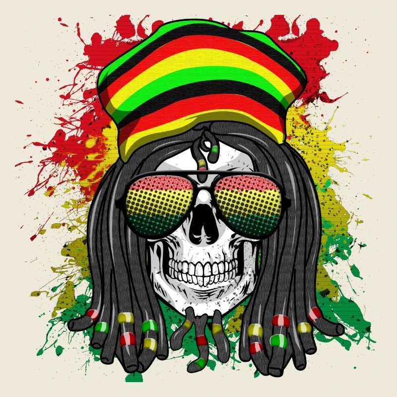 Rasta Skull in rainbow style