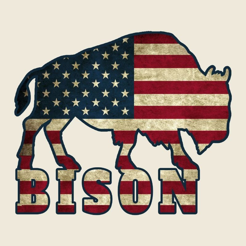 Etats-Unis Bison / Drapeau cadeau Western Buffalo