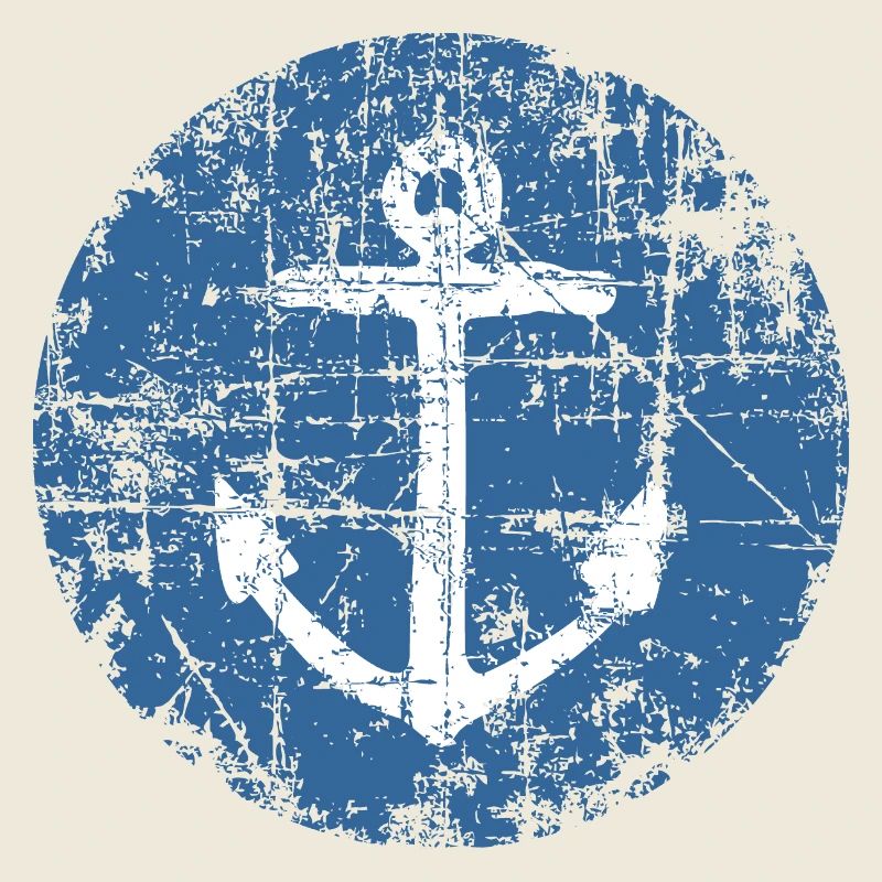 Anchor Sign Vintage Blue Sailing Design (FR)