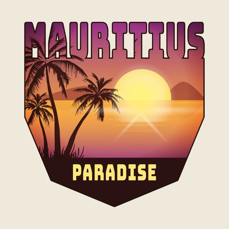 Ile Maurice design avec palmiers et soleil / cadeau