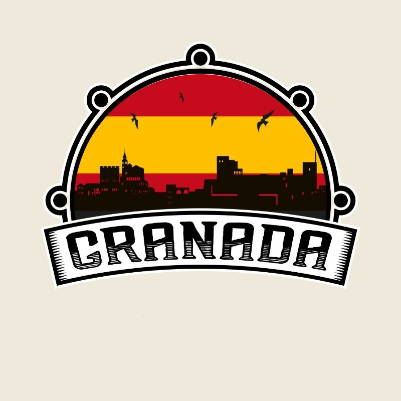 Granada Spain Skyline Travel Souvenir Spanish Flag