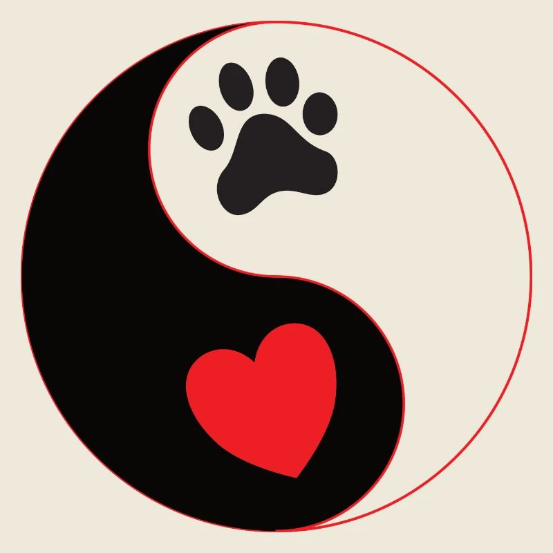 Hund - yin & yang Pfote mit Herz Hundeschule Gassi