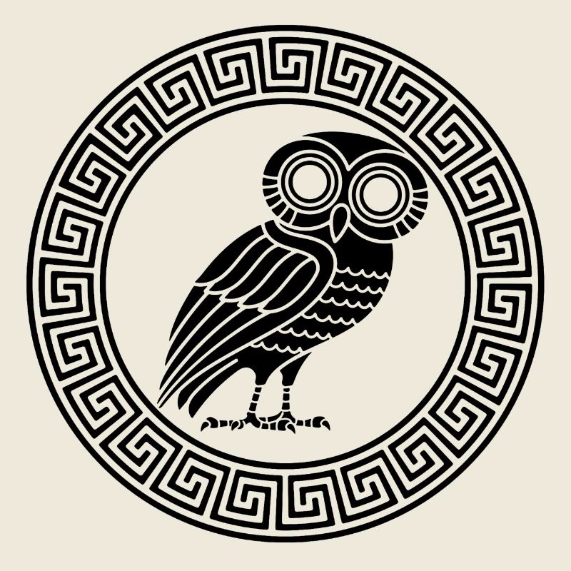 Griechisches Symbol der schwarzen Eule