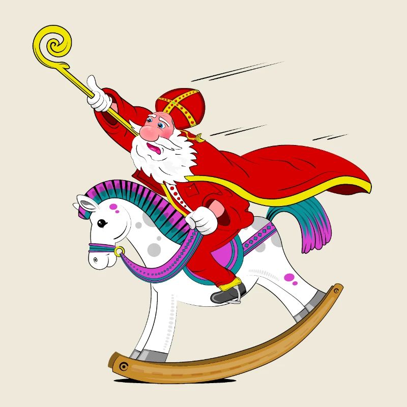Sinterklaas sur cheval à bascule