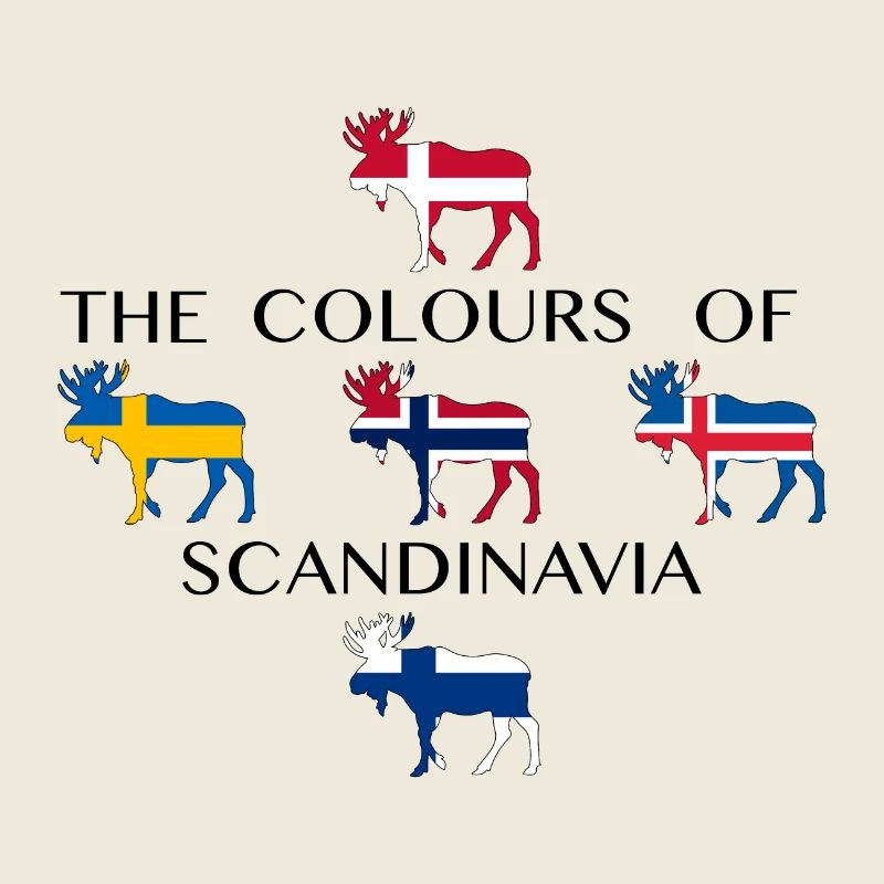 Scandinavia Flags Moose Colors Norway