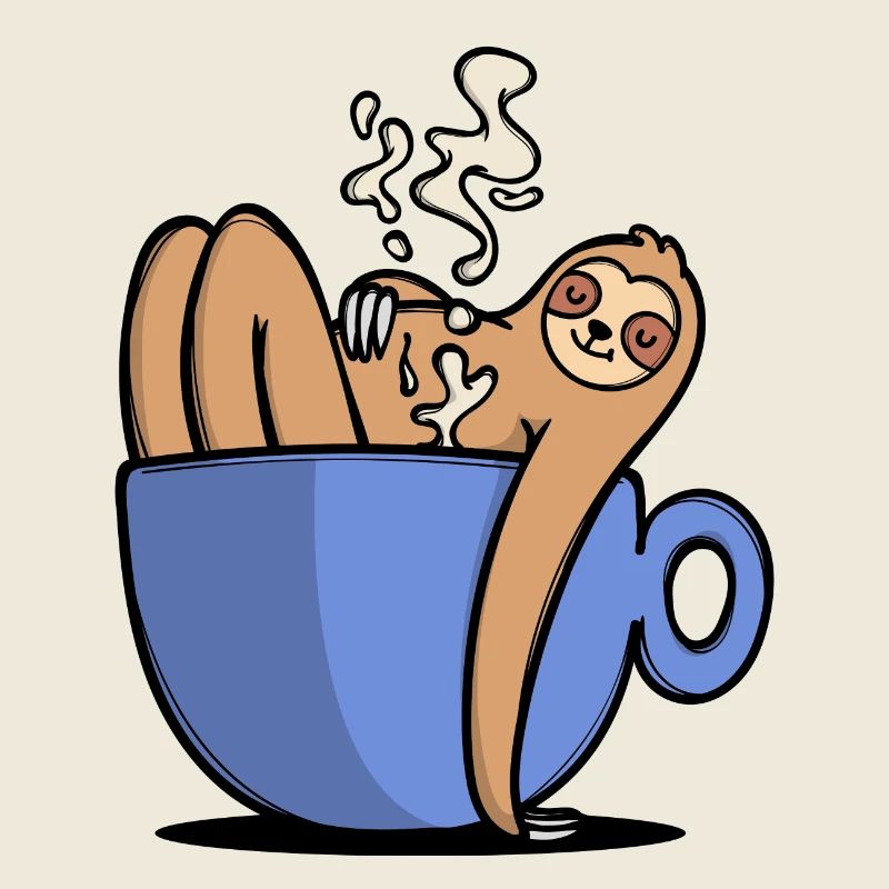 Humorous coffee lover sloth coffee cup