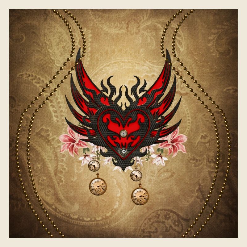 Elegantes Steampunk-Herz mit Uhren.