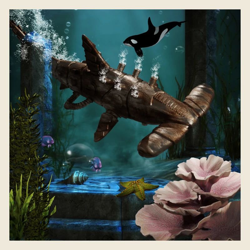 Awesome steampunk hammerhead shark