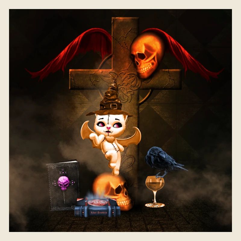Macabre scene with Enchanted Cat