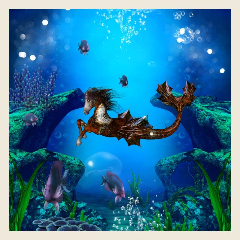 Wunderbares Steampunk-Seepferdchen auf dem Meer