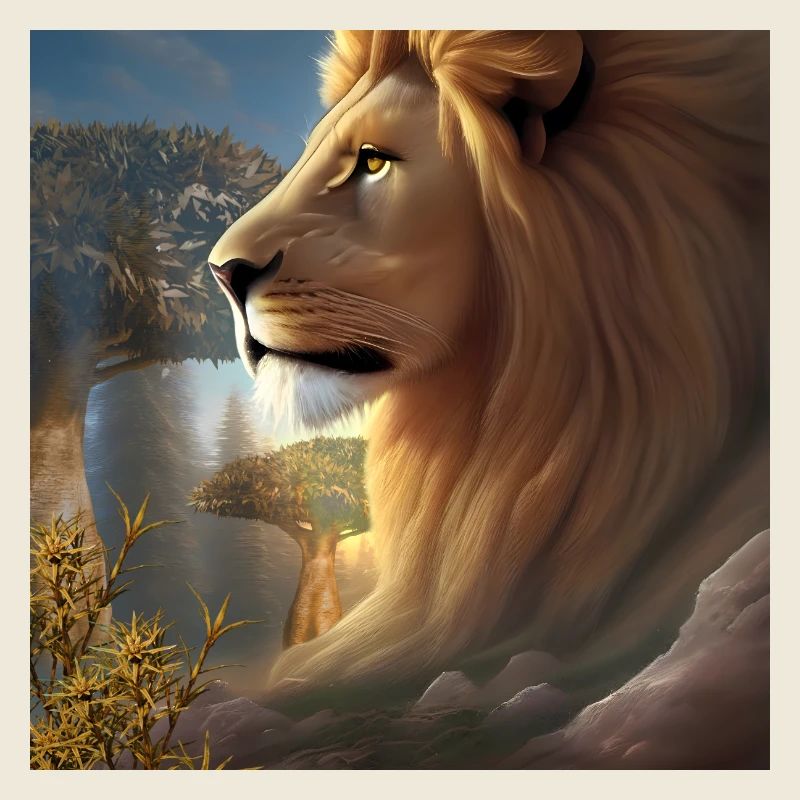 Stunning lion at sunset