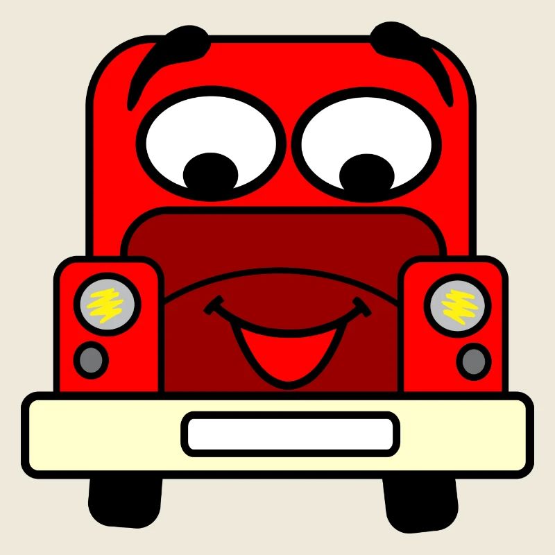 Glückliches Auto mit rotem Gesicht