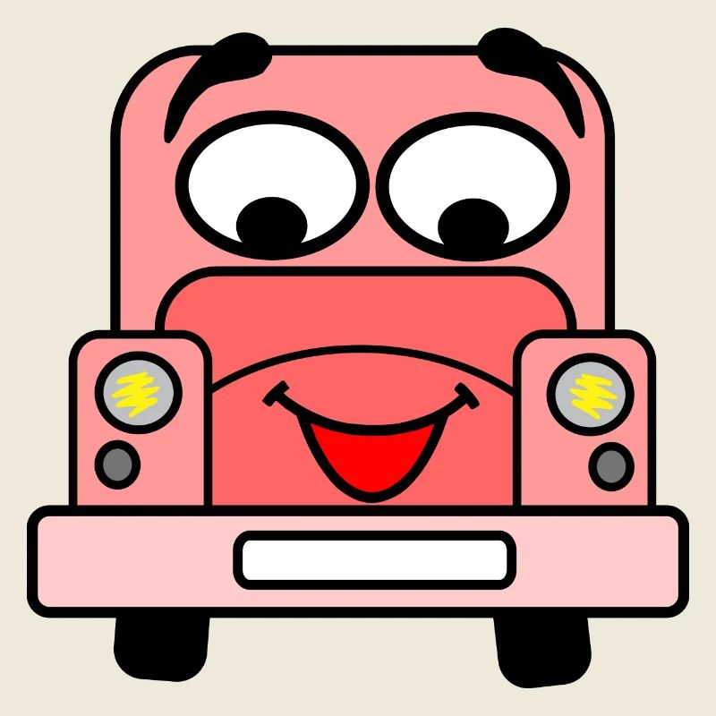 Cheerful car with face pink