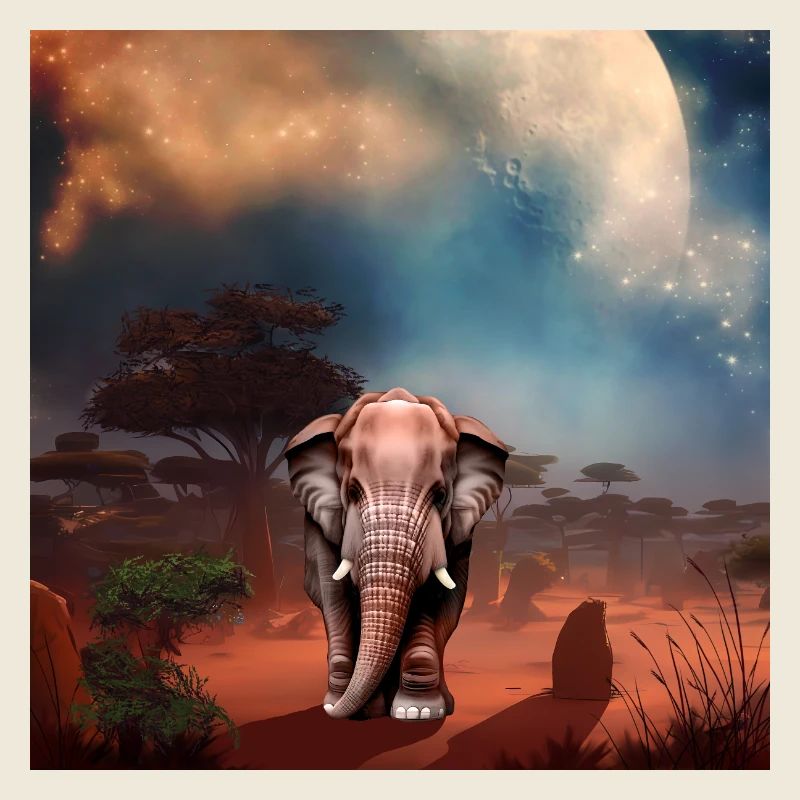 Wunderbarer Elefant in der mondhellen Nacht.