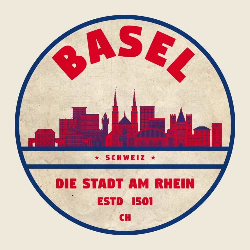 Basel Skyline Vintage Abzeichen