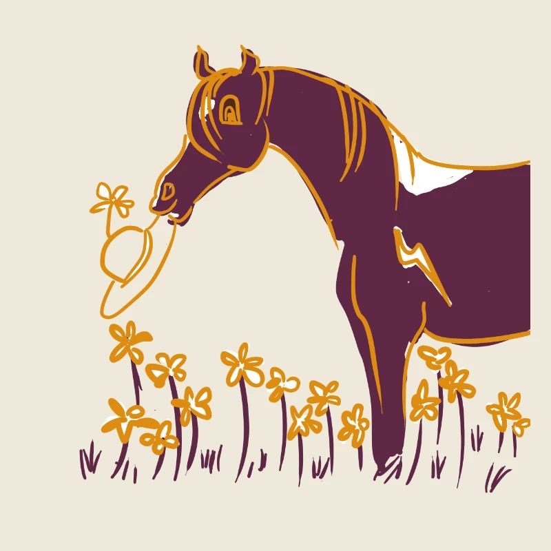 Purple horse with flower ring