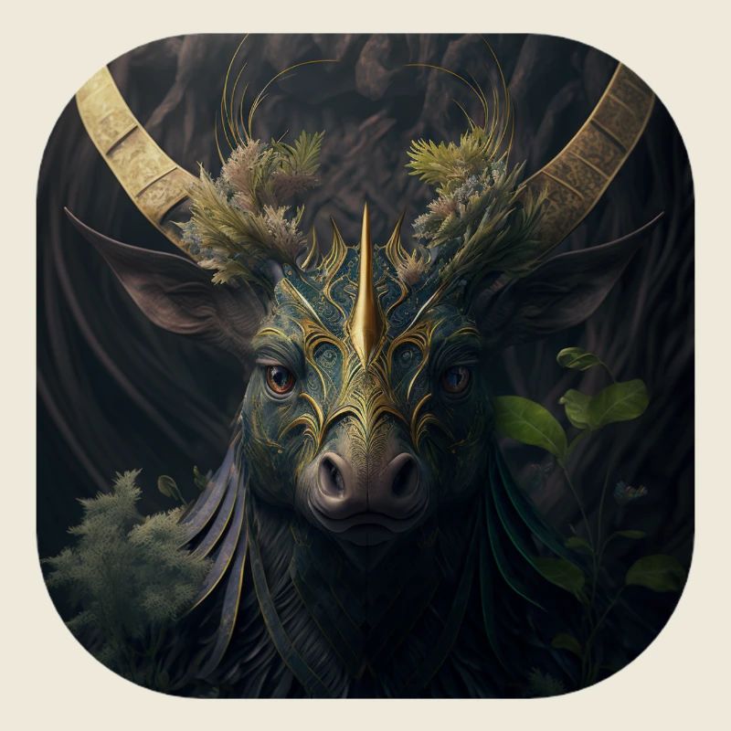 Black Minotaur with golden decoration