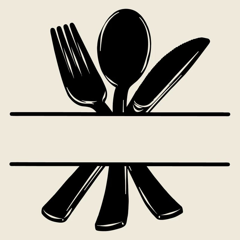 Cutlery menu logo with transparent bar