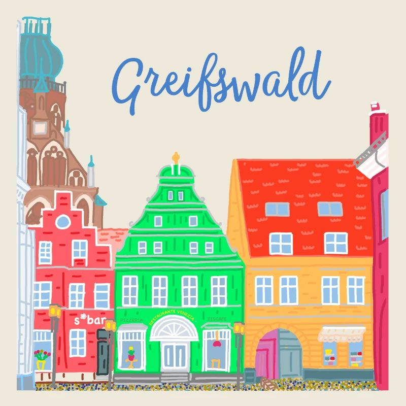Greifswald, maisons à colombages colorées, Allemagne de l'Est