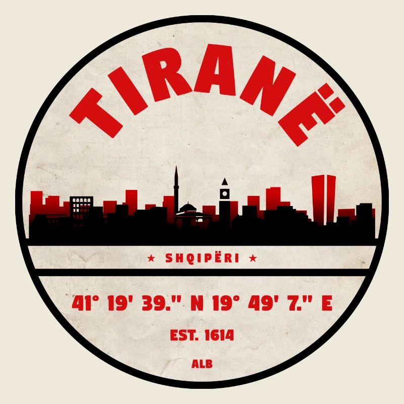 Tirana Skyline Vintage Rubber Stamp