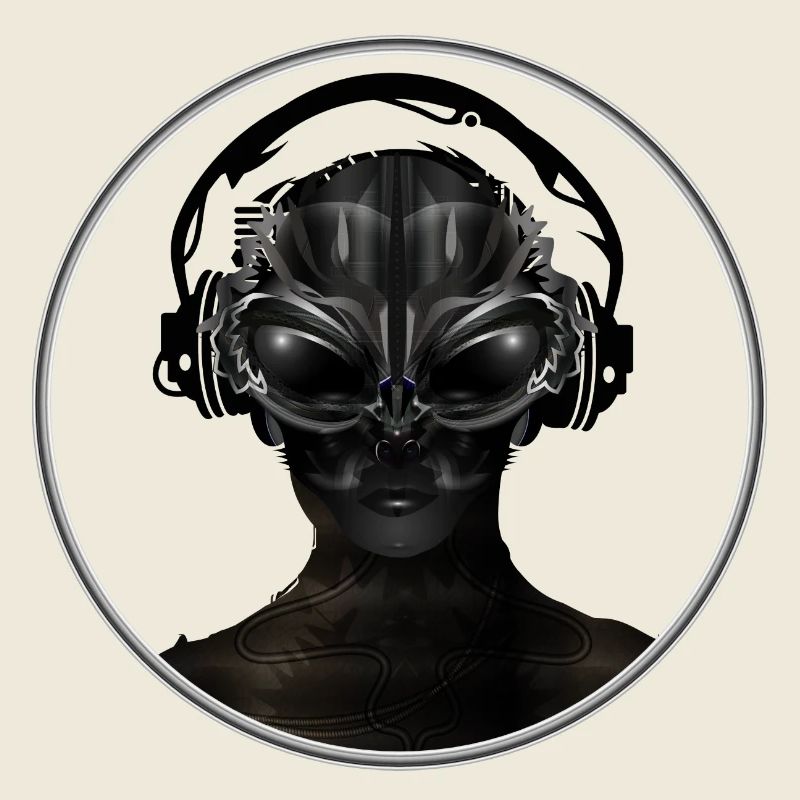 Créature cyborg futuriste avec des écouteurs