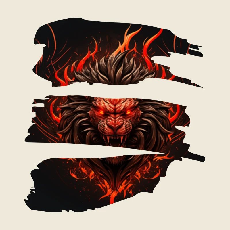Flammender Löwenkopf Höllenfeuer